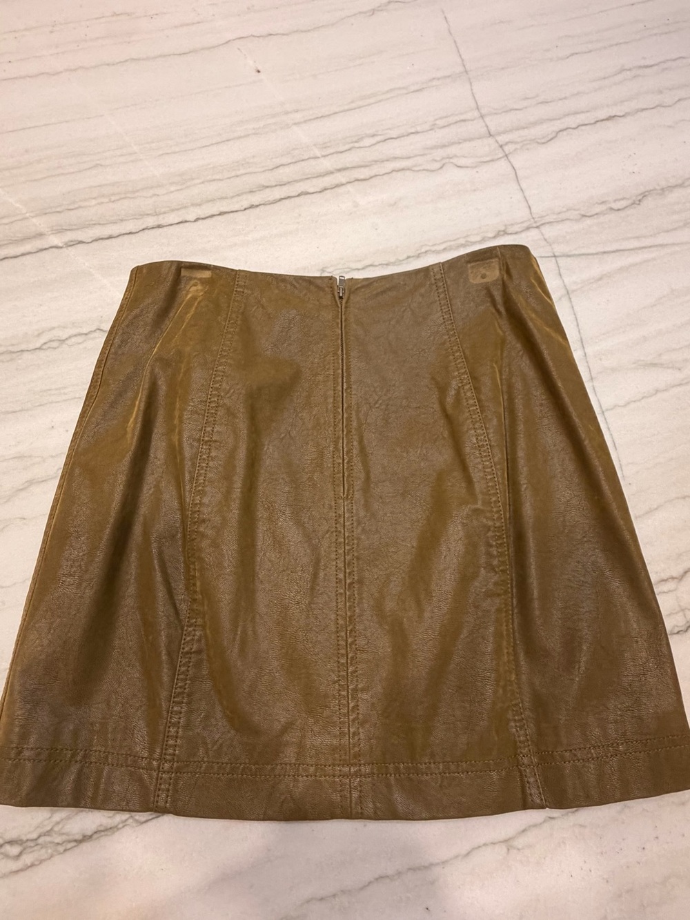 Free People Olive Brown Faux-Leather Mini Skirt - Picture 3 of 3